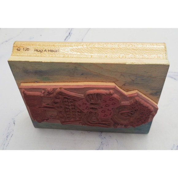 Curly Haired Girl Doll Love Hug A Heart Dots Wood Mounted Rubber Stamp - Picture 3 of 7